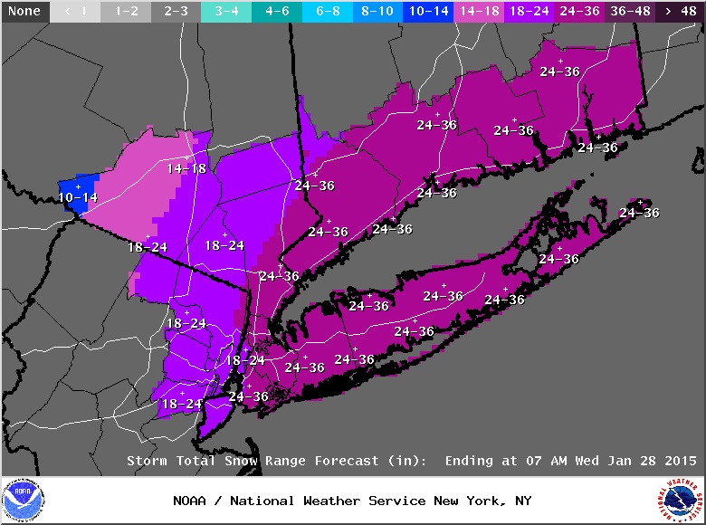 New national weather service snowfall map