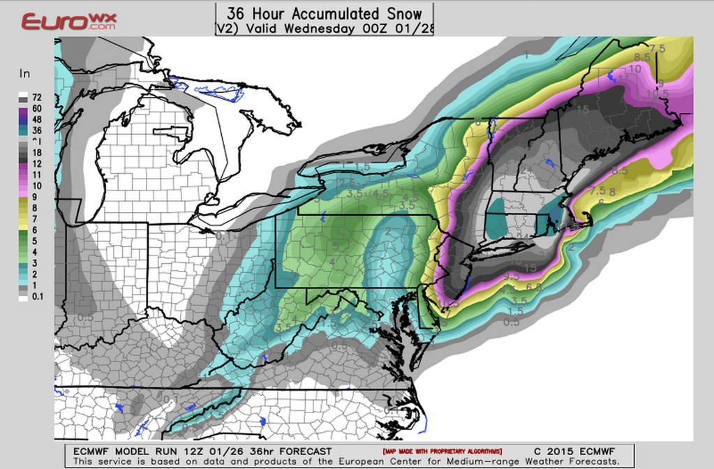 New euro shows biggest snow near boston but still 20-25 nyc