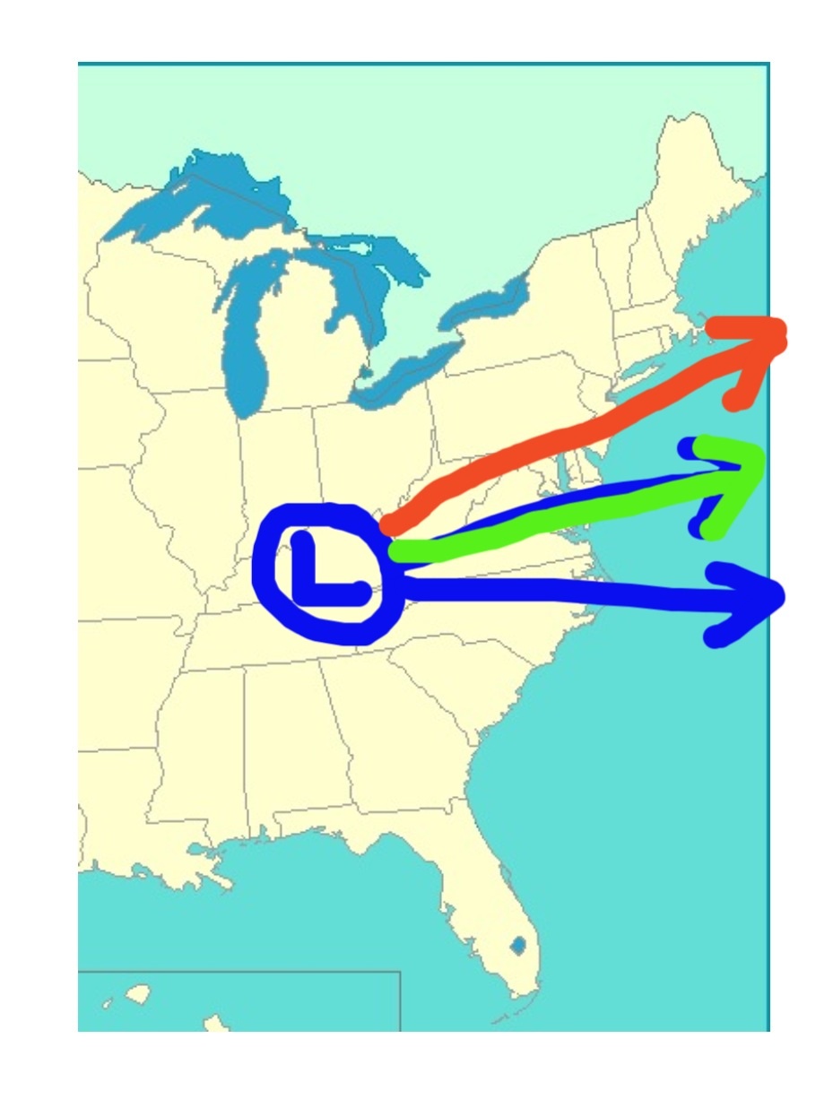 3 possible storm tracks
