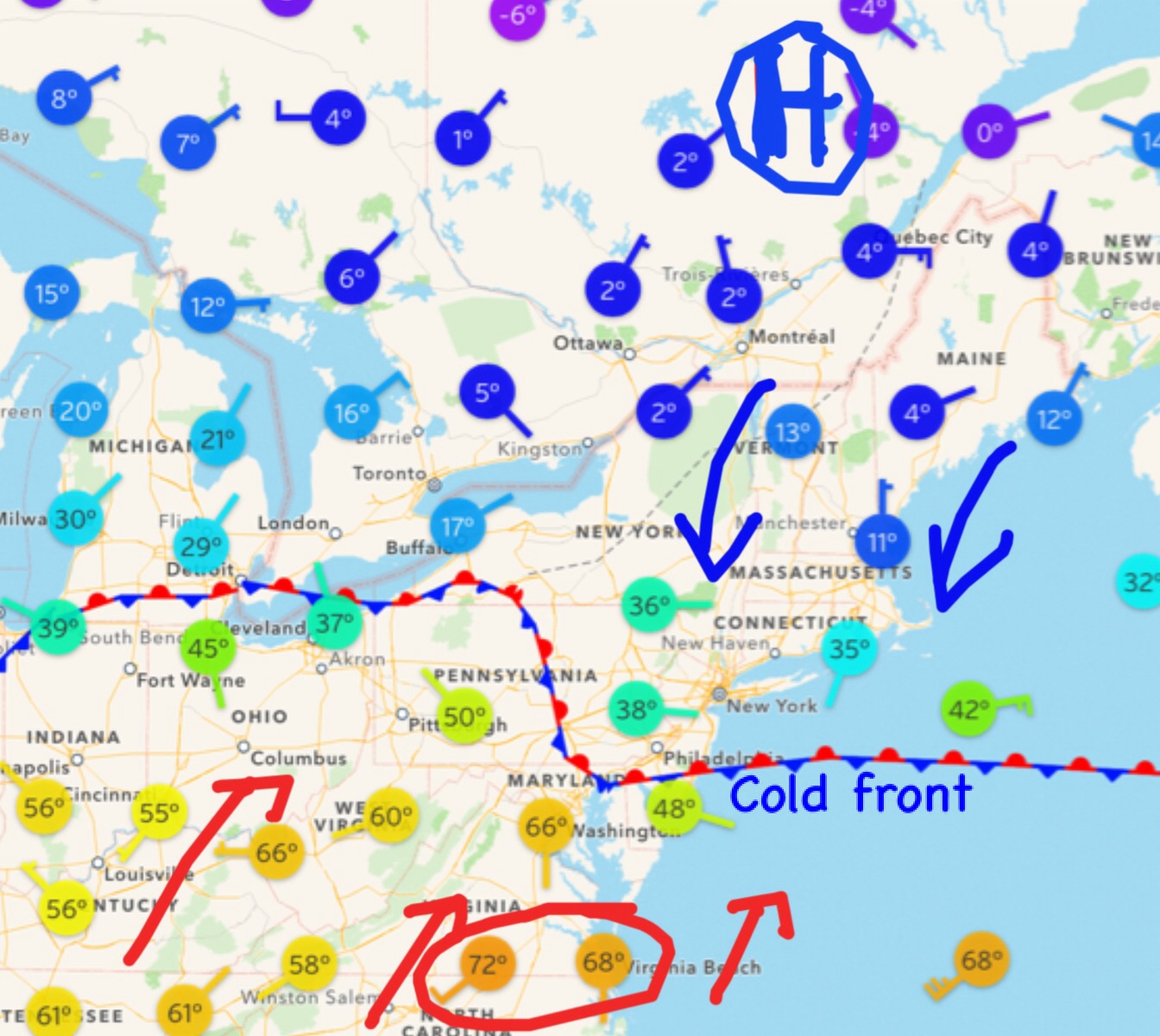 די קאלד פראנט - זעט די ריזיגע חילוק אין טעפרעטורס