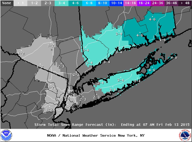 National weather service snow map for thursday