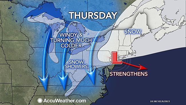 Thursday storm and cold front