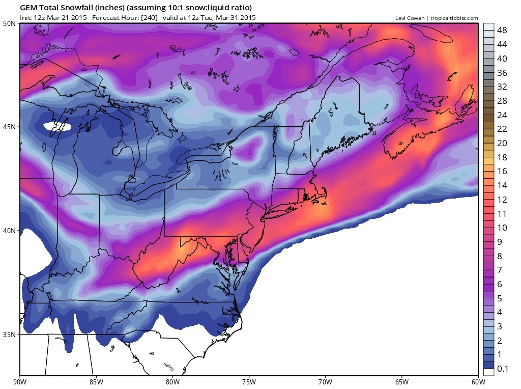 One possible storm total for early next week by the canadian model