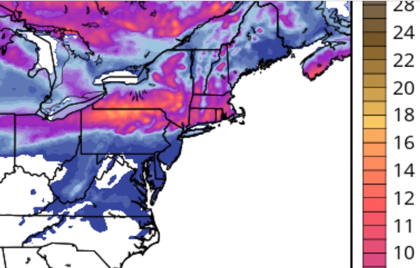 )Gfs total snowfall by next sunday, includes tuesday night clipper storm