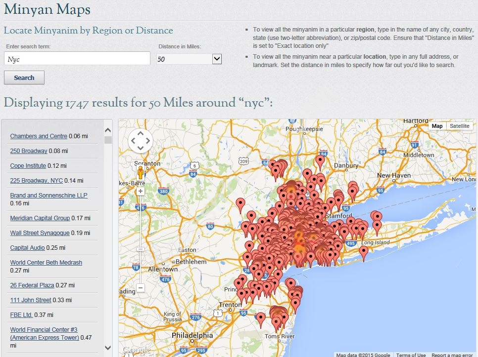 א זוך פאר עקזעסטירענדע געגענטער אויף godaven.com מאפע
