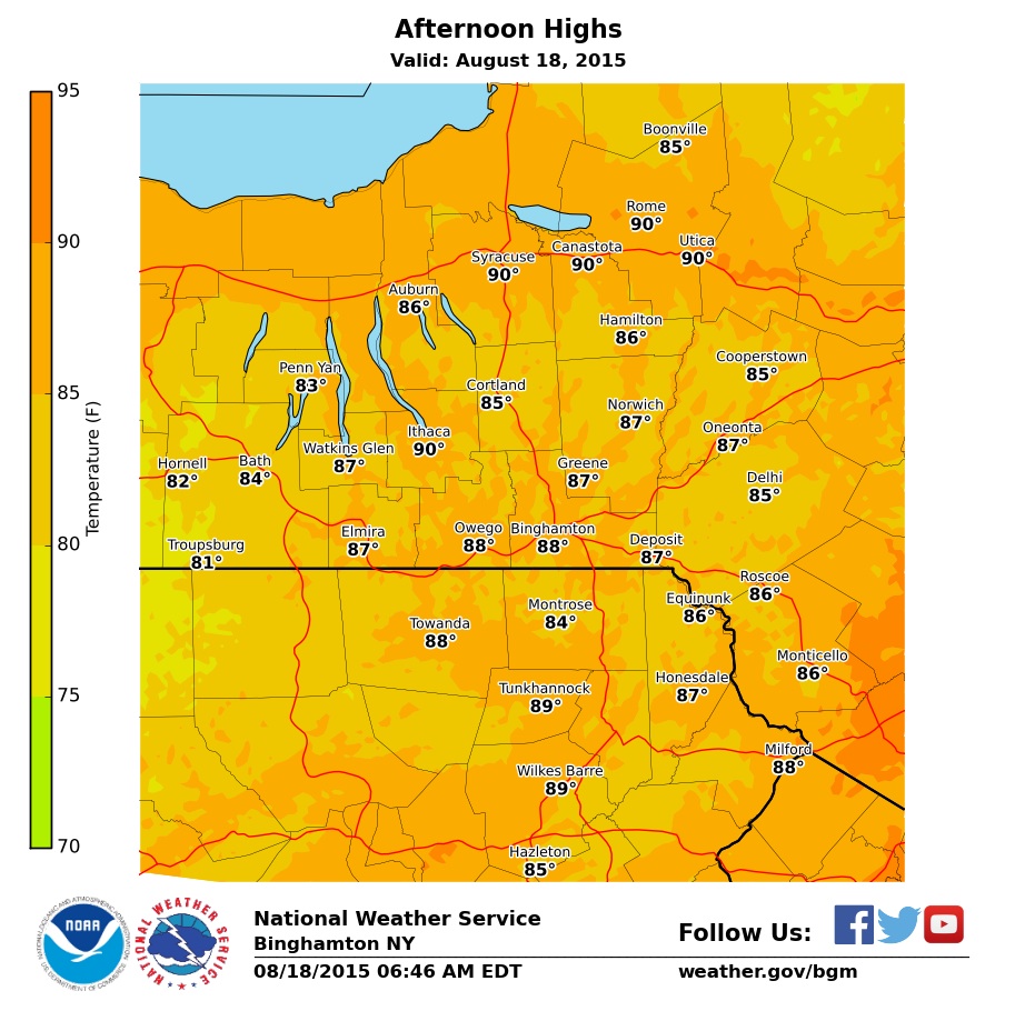 Temps today upstate
