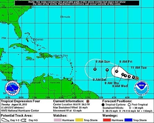 Tropical depression could become a hurricane in next few days