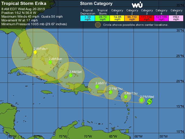 Official national hurricane predicted path and strength