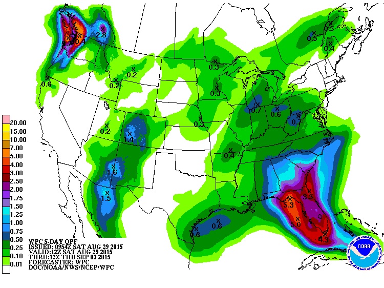 Heavy rainfall from remnants of tropical storm erika