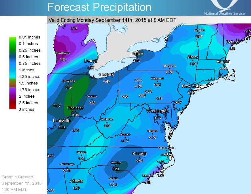 Expected rain totals