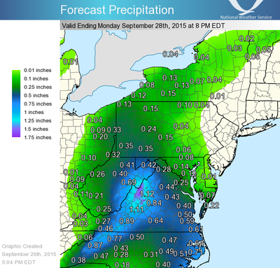 Rainfall for the next 48 hours