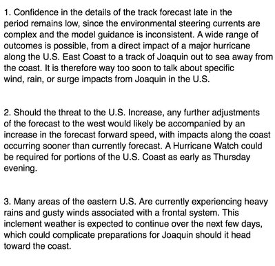 Notes from the national hurricane center