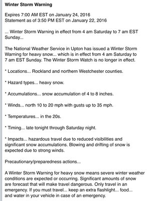 Monsey - winterstorm warning
