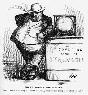 קאריקאטורע פון טוויד מיט זיין פרעכע לאזונג: What are you going to do about it?