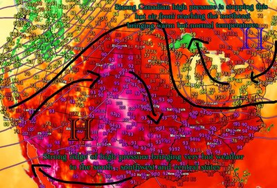 Major heat not making it into the northeast and why?
