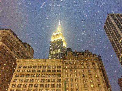 First snow of the winter in the city
