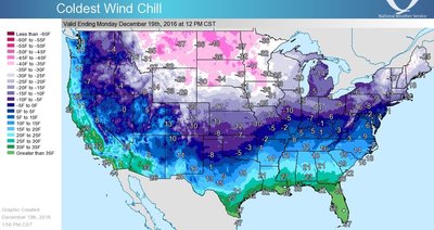 Coldest wind chills thursday and friday