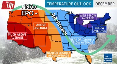 Colder than normal december for midwest and northeast